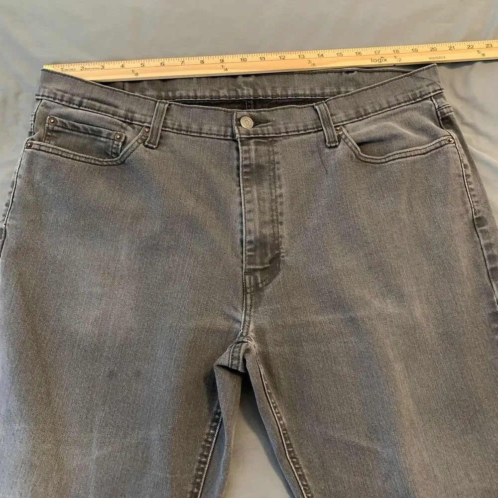 Levis 541 Jeans Mens 40x30 Gray Charcoal Wash Athletic Taper Stretch Denim Pants